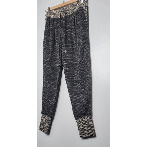H&M Textured Jogger Sweatpants Womens Small Two Heathered Beige Black Lounge - Picture 8 of 9